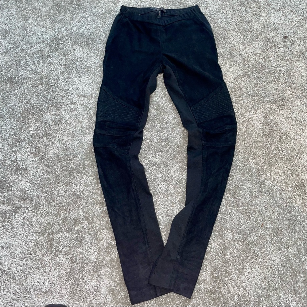 BCBGMaxAzria Suede Moto Leggings Size XS Black